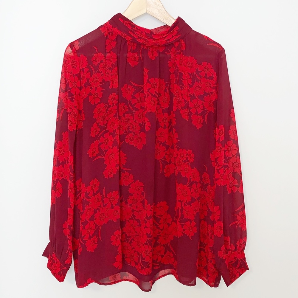 Vince Camuto Red Floral Blouse